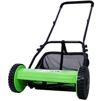 14-Inch 5-Blade Push Reel Lawn Mower with Grass Catcher, GREEN COLOR 