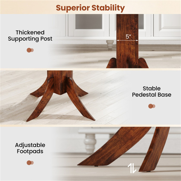 Walnut Square Dining Table with Pedestal Base and Rubber Wood Frame