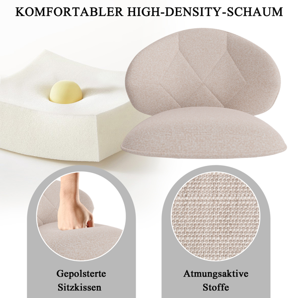 软垫餐椅 4件套，现代餐椅 餐厅 舒适加宽靠背 带金属脚的厨房椅-4