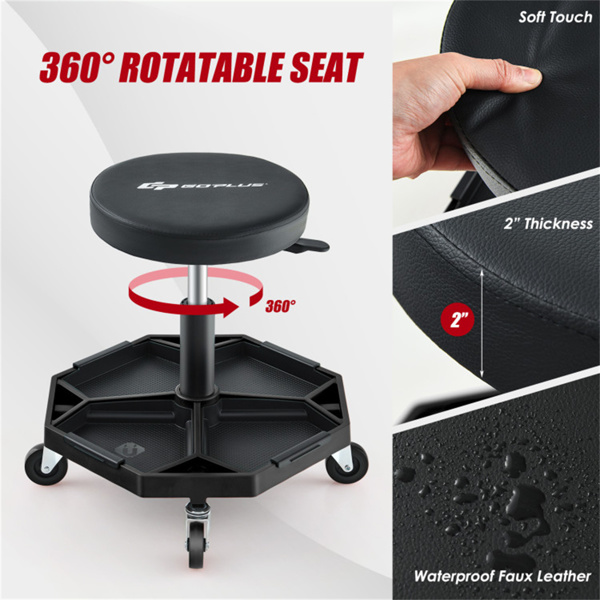 黑色重型可调高度滚石车，带有工具盘存储，容量330 lbs   （amazon shipping-发货，WALMART禁止销售）周末不发货-8