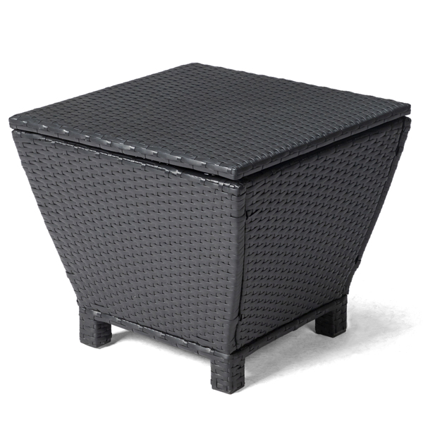50*50*43cm 梯形 可翻盖 黑色藤条 编藤边桌-6