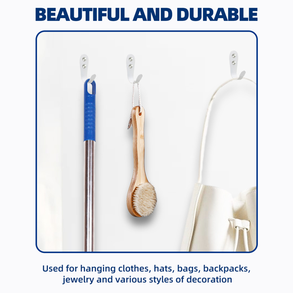 5件 不锈钢五金实用浴室门板衣帽间包包杂物大号挂钩（白色）-3