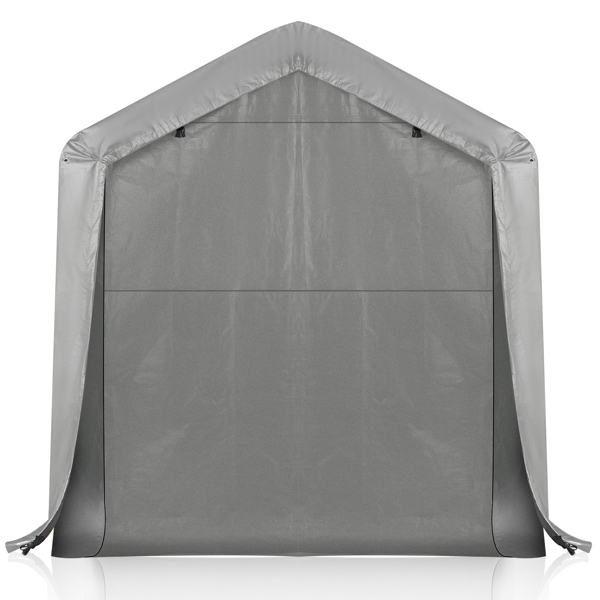 8X12FT  深灰色  4围  三间式框架   汽车棚 灰色喷塑铁管 25mm管径 140G PE布 储物棚 3围1门-23