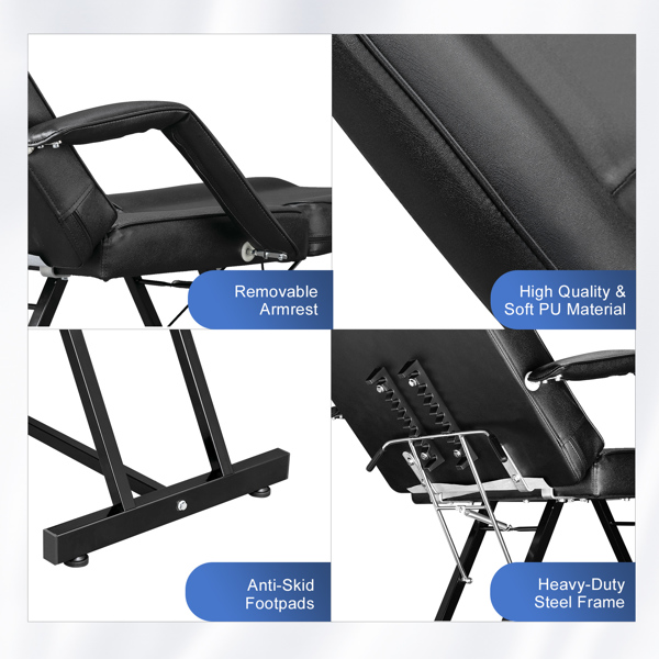 015A Beauty Salon Bed with Stool Black【Same code 10456084】