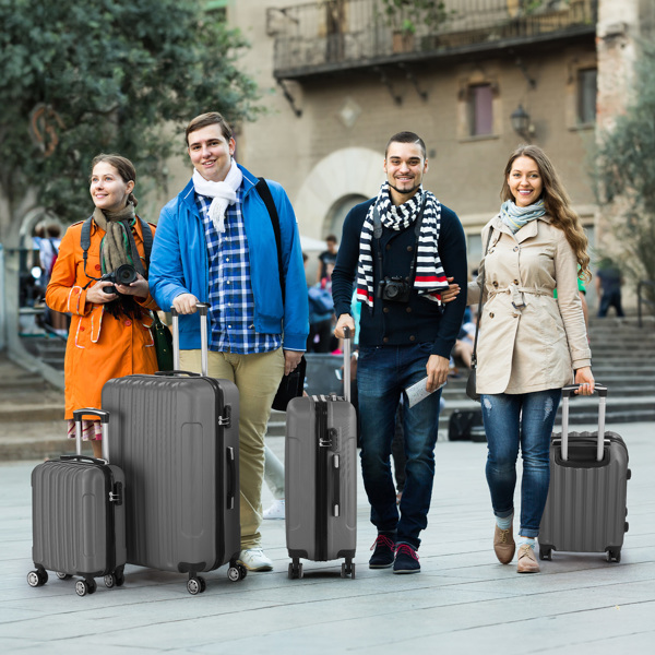 4-Piece Suitcase Set, Travel Suitcase Set, Hard Shell Trolley Made of ABS with Telescopic Handle, Hand Luggage, grey