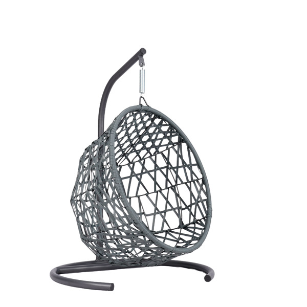 Cat Swing Bed with Stand & Cushion, Cat Egg Chair with Rattan Wicker Appearance, Indoor Hanging Swinging Cat Bed for Cats, Small Dogs, and Small Animals, Gray