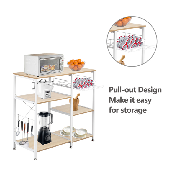 3-Tier Kitchen Baker's Rack Utility Microwave Oven Stand Storage Cart Workstation Shelf White Oak