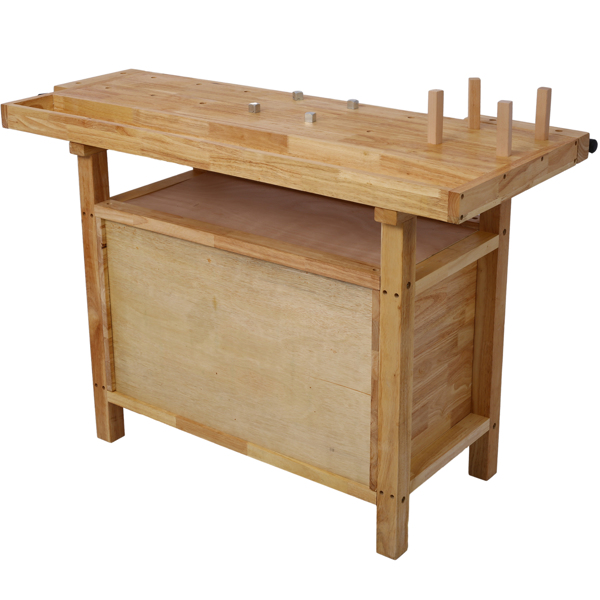 Wood Workbench - Wooden Workbench for Garage Workshop and Home, with Rapid Action Woodworking Vise 7 Inch Jaw Width Made with Heavy-Duty Cast Iron ,GRAY 