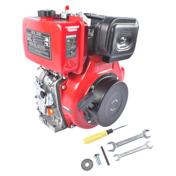 10HP 4Stroke Single-Cylinder Diesel Engine 418CC 6300W Recoil 3600RPM Air Cooled (Red)