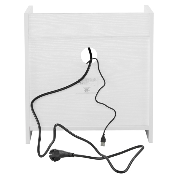 39*29*41cmcm Particleboard Pasted Triamine Single Drawer With Socket With LED Light Bedside Table White