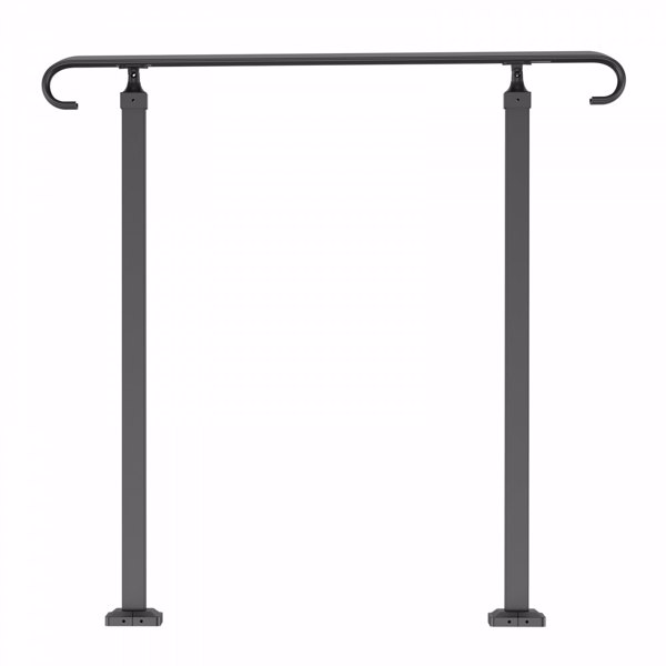 可调节户外踏步扶手，适合1-3级台阶，混凝土或木制楼梯的黑色过渡设计，前廊安全栏杆（周末不发货，禁售亚马逊）-10