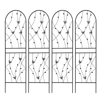 4 Pack Metal Garden Trellis 71\\" x 19.7\\" Rustproof Trellis for Climbing Plants Outdoor Flower Support Butterfly Deco Black