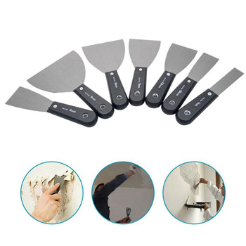 7 Pieces Scrapers and Filling Knives Set with Tool Bag, Wall Paint Scrapers with Anti-Slip Plastic Handle