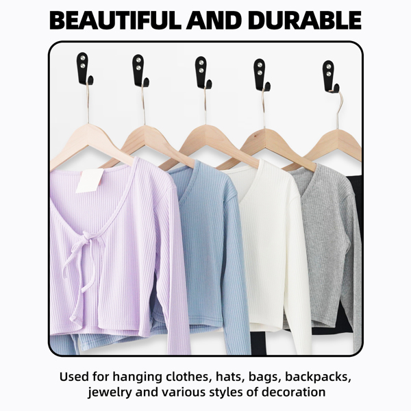 10件 不锈钢单钩浴室客厅餐厅收纳物品挂钩（黑色）-2