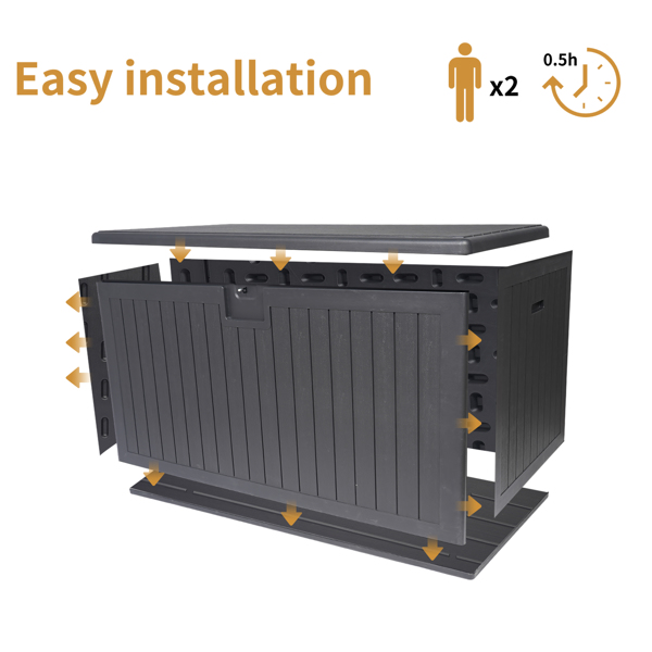 260 加仑树脂户外甲板箱防水，超大露台储物箱，带可上锁储物箱，适用于露台家具垫子、泳池配件、园艺工具-4