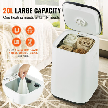 20L Towel Warmer Bucket with 24h Timer, 20/40/60 Min Auto Shut Off, LED Display, U-Shaped Light, Ideal for Bathroom, Spa, Bathrobe, Blanket & Pajama Heating