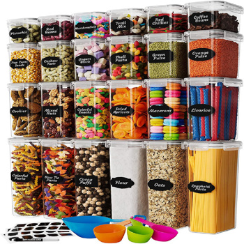 24 Pack Airtight <b style=\\'color:red\\'>Food</b> Storage Container Set Clear Plastic Kitchen and Pantry Organization Canisters