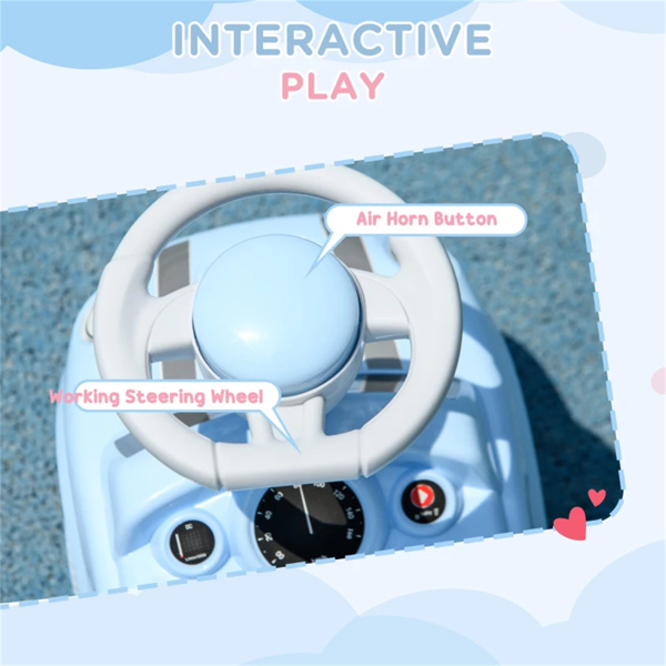 Light Blue toddler ride-on toy with Horn