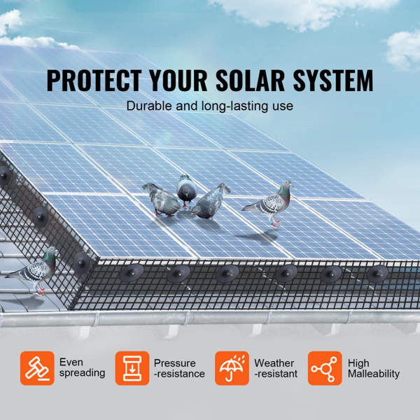 8英寸X 100英尺太阳能电池板防鸟网太阳能电池板，带100个紧固件1/2英寸可拆卸网PVC涂层电线保护网（周末不发货，禁售亚马逊）-3