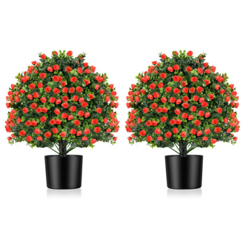 2 PCS Red Artificial Rose Topiary <b style=\\'color:red\\'>Ball</b> Tree
