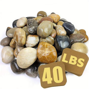 40lbs Large River Rocks for Landscaping, 1.6-2.4\\" Decorative Pebbles for Garden Design, Hand-Picked Smooth Stones for Fish Tank, Flower Pots, Indoor Water Fountains, Pathways, Backyard, Mixed Color