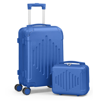 2-Piece ABS Luggage Set with Diamond Pattern & Non-TSA Locks (12in+20in) – Navy Blue