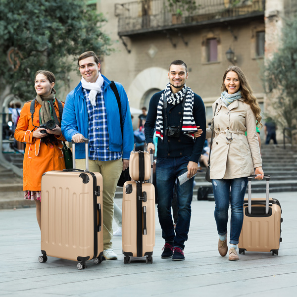 4-Piece Suitcase Set, Travel Suitcase Set, Hard Shell Trolley Made of ABS with Telescopic Handle, Hand Luggage, Champagne gold