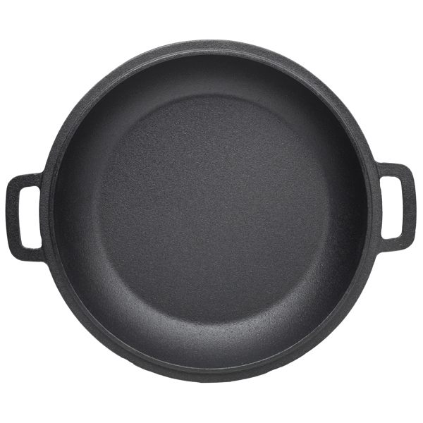 2 in 1 Pre-Seasoned Cast Iron Dutch Oven With Dual Handles, Outdoor Camping Deep Pot for Camping Fireplace Cooking BBQ Baking Campfire, 5 Quart.With 2pcs Silicone Handel Covers.