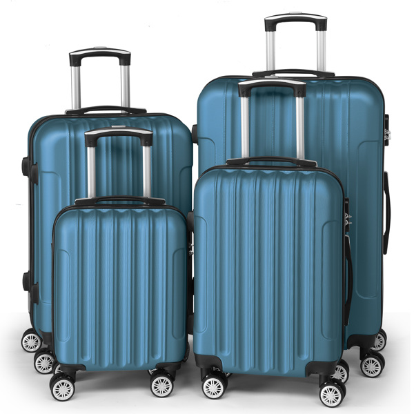 4-Piece Suitcase Set, Travel Suitcase Set, Hard Shell Trolley Made of ABS with Telescopic Handle, Hand Luggage,Blue