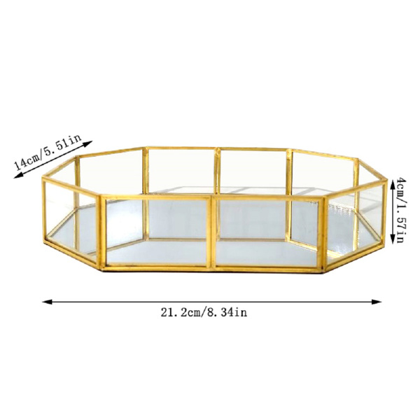  Best Quality Glass Metal Tray Custom Home Decorative Serving Tray for Kitchen Use