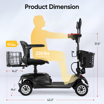 4 Wheel <b style=\\'color:red\\'>Electric</b> Mobility with Lights, Battery Powered <b style=\\'color:red\\'>Electric</b> Mobility Scooter, Basket, Extended