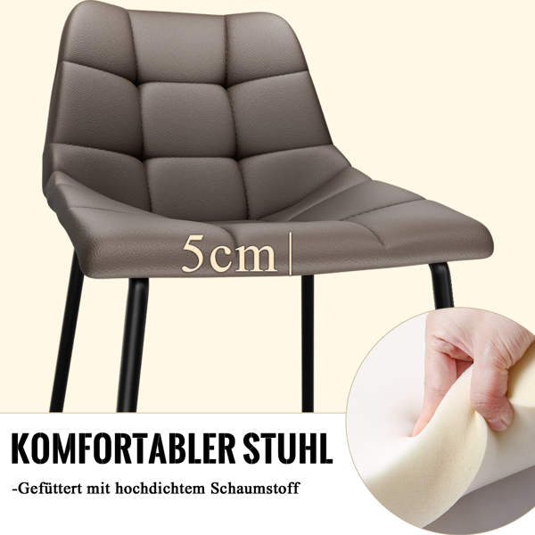 Esszimmerstühle 8er Set, Stühle Esszimmer Kunstleder mit Hoher Rückenlehne, Küchenstühle Modern mit Metallfüßen, Gepolsterter Esstisch Stühle Geeignet für Wohnzimmer Küche
