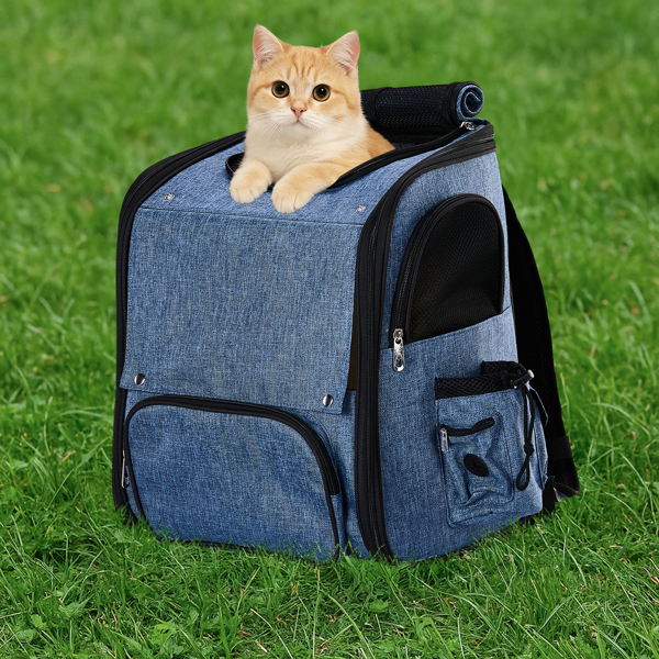 Pet Carrier Backpack, Expandable Cat Dog Carrier with Back Extension, Breathable Mesh Travel Backpack for Small Dogs Cats, Soft-Sided Pet Backpack Holds up to 26 lbs