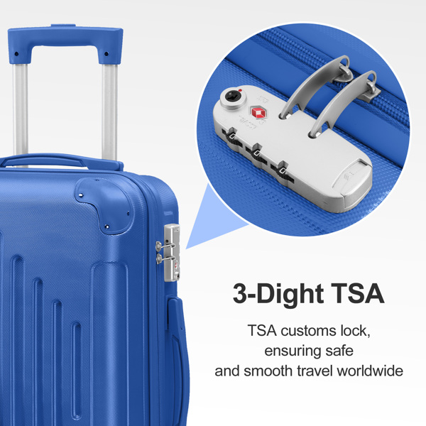 Complete 4-Piece ABS Luggage Set with Diamond Pattern & Reinforced Corners (Deep Blue)