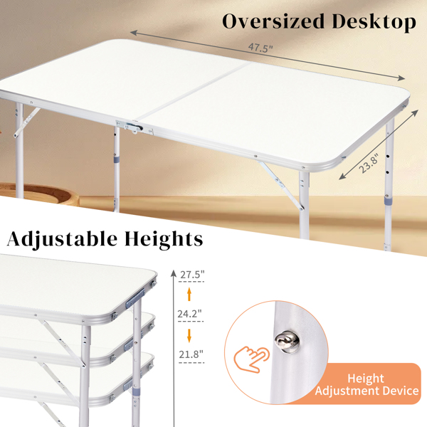 120 x 60 x 70 4Ft Portable Multipurpose Folding Table White