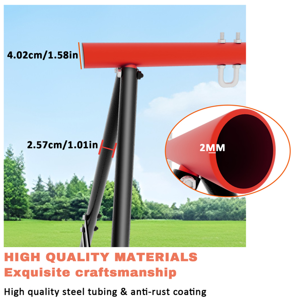 Porch Swing Frame, 550lbs Weight Capacity Swing Stand, Heavy Duty A-Frame Swing, Swing Stand Frame for Yoga Hammock Saucer Baby Porch Swing (Red, Swing NOT Included)