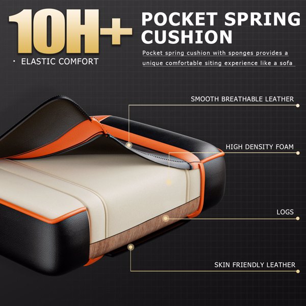 游戏椅，带脚踏和腰部支撑的电脑椅，带头枕的人体工学游戏椅，可调节高度的游戏玩家椅，办公桌椅-6