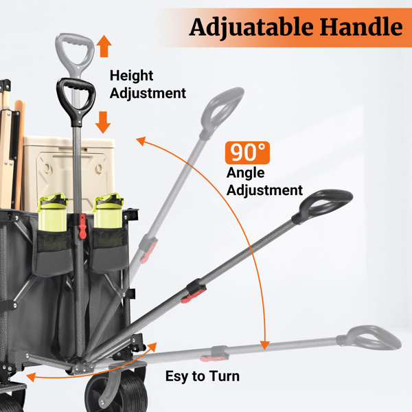 便携式 400L 折叠式货车，折叠式货车推车，大轮沙滩车，450LB 重型折叠式货车，大容量货车，适用于露营、运动、花园、棒球-3