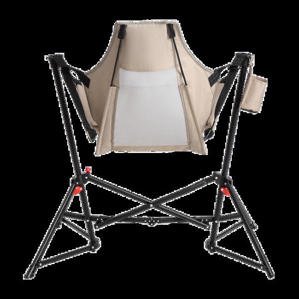 吊床露营椅，折叠便携式摇椅，铝合金可调节靠背摇摆椅，带枕头杯架，带手提包的躺椅，适合户外旅行草坪后院，卡其色-18