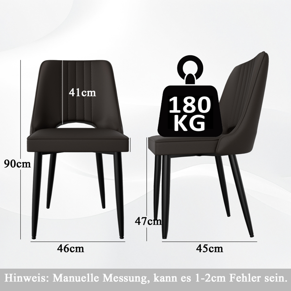 餐椅（一套 4 把），带高靠背的仿皮餐椅，带金属脚的现代厨房椅，适合客厅厨房的软垫餐桌椅-2