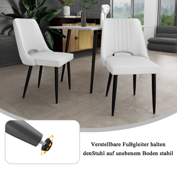 餐椅（一套 8 把），带高靠背的仿皮餐椅，带金属脚的现代厨房椅，适合客厅厨房的软垫餐桌椅-7