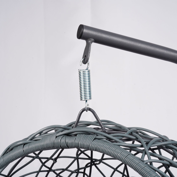 带支架和靠垫的猫咪秋千床，藤条外观的猫蛋椅，室内悬挂式秋千猫床，适合猫咪、小型犬和小动物，棕色-3