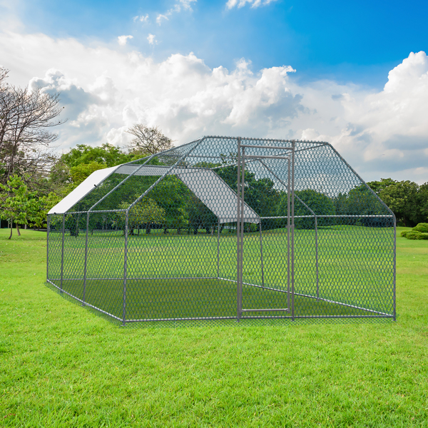 6*3*2m/19.7x9.8x6.5 ft  平顶鸡舍 拼接 镀锌管 180gPE雨布 金属 铁鸡兔笼-12