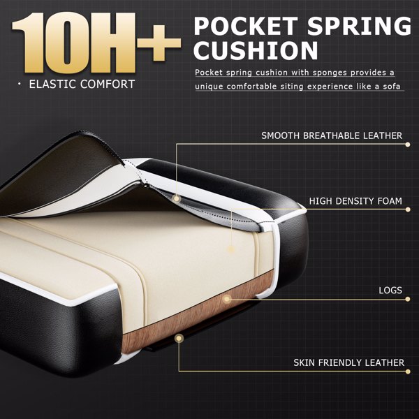 游戏椅，带脚踏和腰部支撑的电脑椅，带头枕的人体工学游戏椅，可调节高度的游戏玩家椅，办公桌椅-6