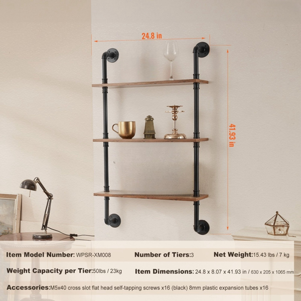 3层工业管架，24x7.87英寸，厨房和卧室壁挂式存储解决方案，节省空间设计（周末不发货，禁售亚马逊）-6