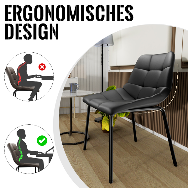 Esszimmerstühle 2er Set, Stühle Esszimmer Kunstleder mit Hoher Rückenlehne, Küchenstühle Modern mit Metallfüßen, Gepolsterter Esstisch Stühle Geeignet für Wohnzimmer Küche