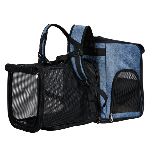 Pet Carrier Backpack, Expandable Cat Dog Carrier with Back Extension, Breathable Mesh Travel Backpack for Small Dogs Cats, Soft-Sided Pet Backpack Holds up to 26 lbs