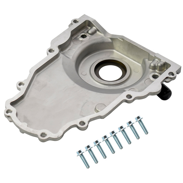 时规盖 Timing Cover w/ 10AN Turbo Oil Drain Fittings for Chevy GMC Gen III GM LS 4.8L 5.3L 5.7L 6.0L-6