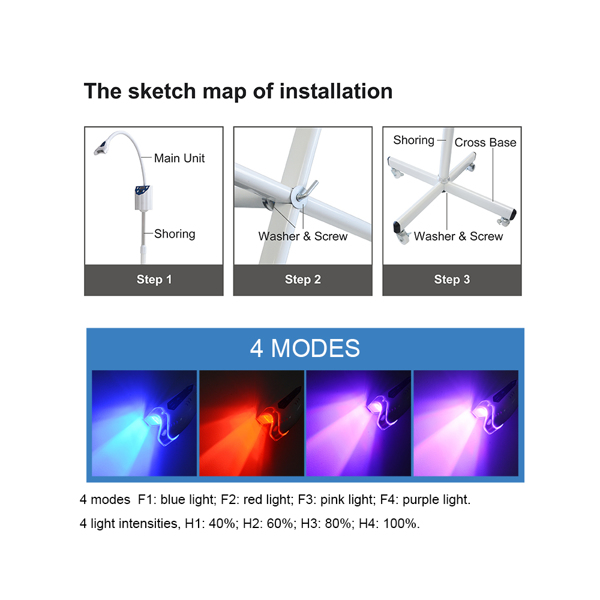 4 Colors Dental Mobile Cold Bleaching Teeth Whitening Light Lamp Teeth Bleach System With Remote Control 4 Modes Adjustable Light Intensities