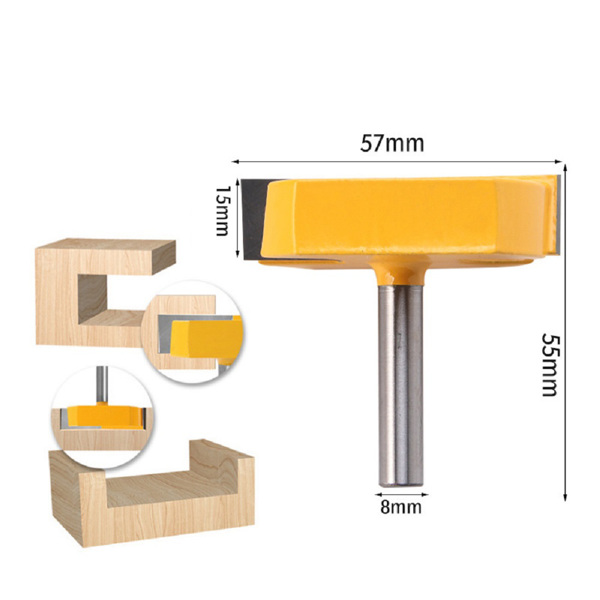 清底刀 8mm柄1/2柄大直径开槽木工铣刀雕刻机硬质合金铣刀平底 8*57mm-5